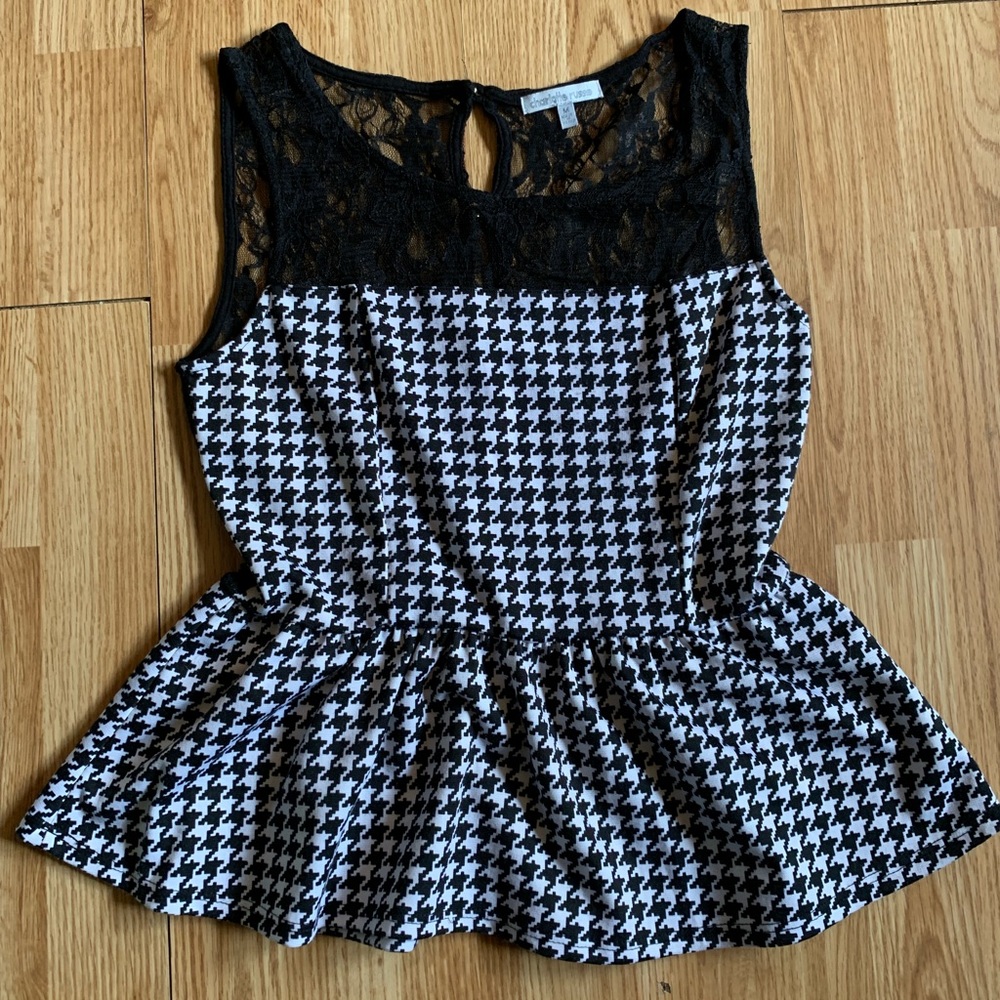 Houndstooth & Lace Top Charlotte Russe